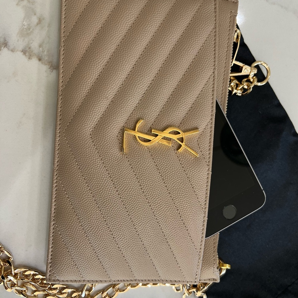 Beige YSL monogram clutch / crossbody bag - Picture 11 of 11